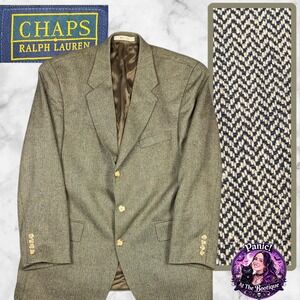 VTG Chaps Ralph Lauren Blazer Men 46R Herringbone Tweed Brown Tan Jacket Canada